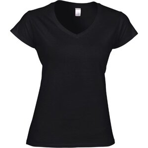 Gildan Měkčené lehčí dámské tričko s výstřihem do véčka Barva: Černá, Velikost: L G64V00L