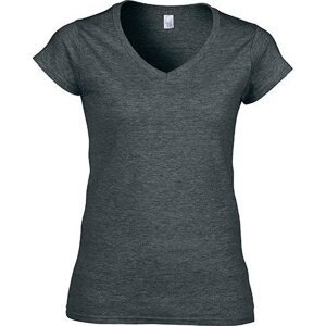Gildan Měkčené lehčí dámské tričko s výstřihem do véčka Barva: šedá tmavá melír, Velikost: XXL G64V00L