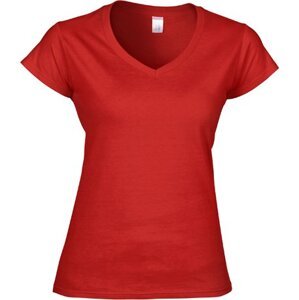 Gildan Měkčené lehčí dámské tričko s výstřihem do véčka Barva: Červená, Velikost: XL G64V00L