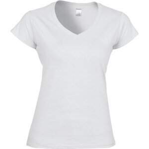 Gildan Měkčené lehčí dámské tričko s výstřihem do véčka Barva: Bílá, Velikost: L G64V00L