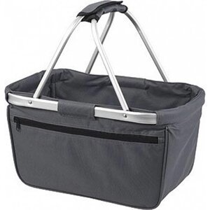 Halfar Skládací nákupní košík s hliníkovým rámem a kapsou na zip Barva: šedá tmavá, Velikost: 45 x 25 x 25 cm HF3939
