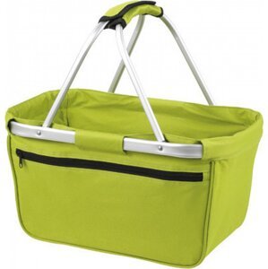 Halfar Skládací nákupní košík s hliníkovým rámem a kapsou na zip Barva: zelená světlá, Velikost: 45 x 25 x 25 cm HF3939