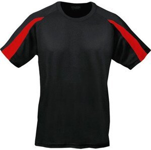 Dětské tričko s pruhem na rukávu Just Cool Barva: černá - červená, Velikost: 3/4 (XS) JC003J