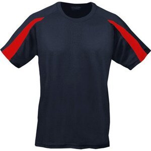 Dětské tričko s pruhem na rukávu Just Cool Barva: modrá námořní - červená, Velikost: 12/13 (XL) JC003J