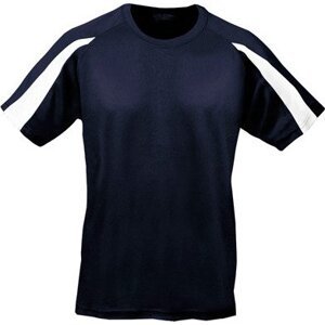 Dětské tričko s pruhem na rukávu Just Cool Barva: modrá námořní - bílá, Velikost: 9/11 (L) JC003J