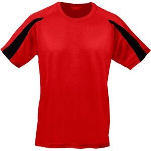 Dětské tričko s pruhem na rukávu Just Cool Barva: Červená - černá, Velikost: 7/8 (M) JC003J