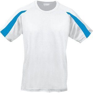 Dětské tričko s pruhem na rukávu Just Cool Barva: bílá - modrá safírová, Velikost: 12/13 (XL) JC003J