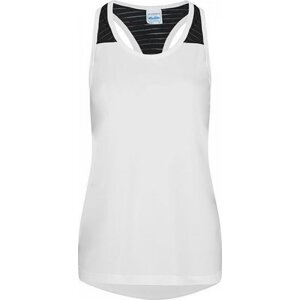 Just Cool Prodloužené dívčí funkční tílko na cvičení či sport Barva: bílá - černá, Velikost: XL JC027