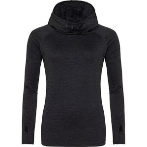 Just Cool Dlouhé dívčí tričko s vysokým límcem a mnišskou kapucí Barva: černý melange, Velikost: L JC038