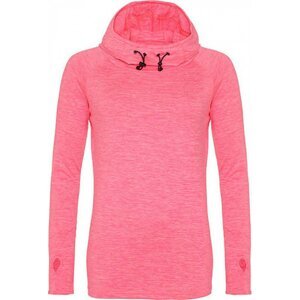 Just Cool Dlouhé dívčí tričko s vysokým límcem a mnišskou kapucí Barva: růžový melange, Velikost: L JC038