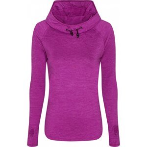 Just Cool Dlouhé dívčí tričko s vysokým límcem a mnišskou kapucí Barva: malinový melange, Velikost: XL JC038