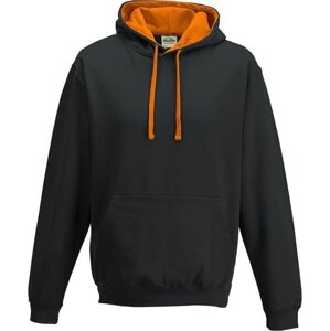Just Hoods Unisex týmová kontrastní klokánka s kapucí Barva: černá - oranžová, Velikost: L JH003