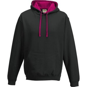 Just Hoods Unisex týmová kontrastní klokánka s kapucí Barva: černá - růžová, Velikost: XL JH003