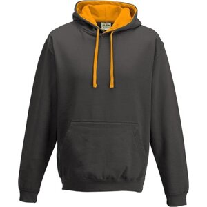 Just Hoods Unisex týmová kontrastní klokánka s kapucí Barva: šedá uhlová - oranžová, Velikost: L JH003