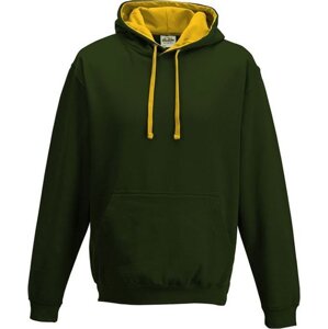 Just Hoods Unisex týmová kontrastní klokánka s kapucí Barva: zelená lesní zelená - zlatá, Velikost: L JH003