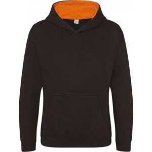 Dětská kontrastní týmová klokánka - Just Hoods Barva: černá - oranžová, Velikost: 7/8 (M) JH003K