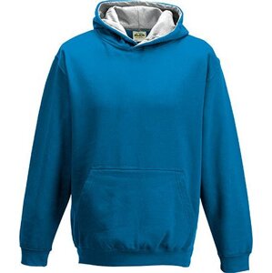 Dětská kontrastní týmová klokánka - Just Hoods Barva: modrá safírová - šedá melír, Velikost: 12/13 (XL) JH003K