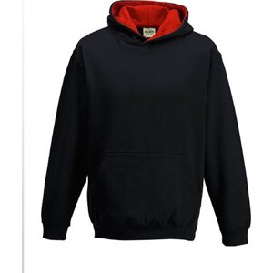 Dětská kontrastní týmová klokánka - Just Hoods Barva: černá - červená, Velikost: 12/13 (XL) JH003K