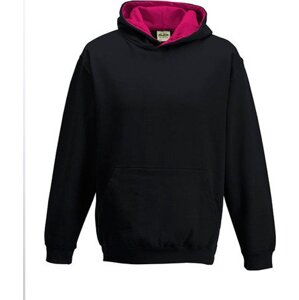 Dětská kontrastní týmová klokánka - Just Hoods Barva: černá - růžová, Velikost: 12/13 (XL) JH003K