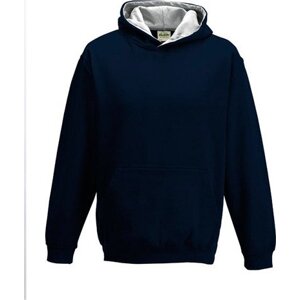 Dětská kontrastní týmová klokánka - Just Hoods Barva: modrá námořní - šedý melír, Velikost: 12/13 (XL) JH003K