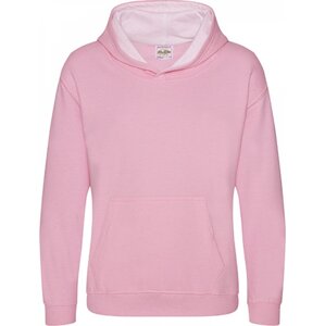 Dětská kontrastní týmová klokánka - Just Hoods Barva: růžová světlá - bílá, Velikost: 7/8 (M) JH003K