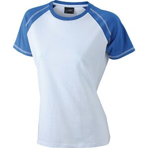 James & Nicholson Dámské kontrastní raglánové tričko James and Nicholson Barva: bílá - modrá, Velikost: XXL JN011