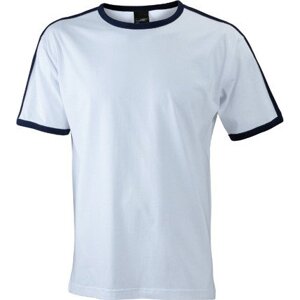 James & Nicholson Pánské tričko Flag-T s kontrastními lemy, 165 g/m Barva: bílá - černá, Velikost: XL JN017