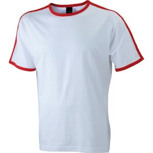 James & Nicholson Pánské tričko Flag-T s kontrastními lemy, 165 g/m Barva: bílá - červená, Velikost: S JN017