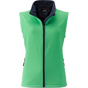 James & Nicholson Měkká větruodolná softshellová dámská vesta Barva: zelená - modrá námořní, Velikost: L JN1127