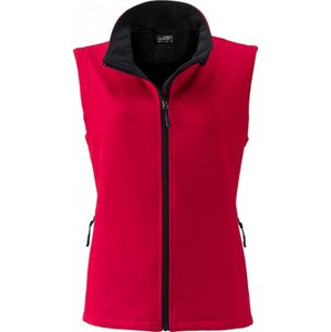 James & Nicholson Měkká větruodolná softshellová dámská vesta Barva: Červená - černá, Velikost: M JN1127