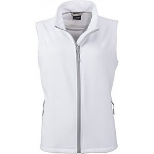James & Nicholson Měkká větruodolná softshellová dámská vesta Barva: bílá - bílá, Velikost: L JN1127