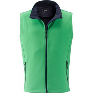 James & Nicholson Měkká větruodolná softshellová pánská vesta Barva: zelená - modrá námořní, Velikost: 3XL JN1128