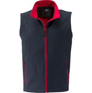 James & Nicholson Měkká větruodolná softshellová pánská vesta Barva: šedá - červená, Velikost: 3XL JN1128