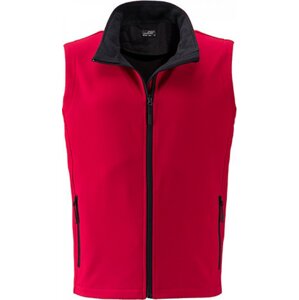 James & Nicholson Měkká větruodolná softshellová pánská vesta Barva: Červená - černá, Velikost: 3XL JN1128