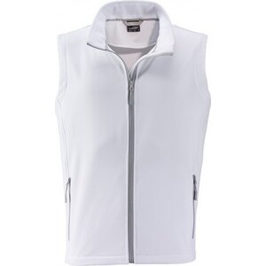 James & Nicholson Měkká větruodolná softshellová pánská vesta Barva: bílá - bílá, Velikost: 3XL JN1128