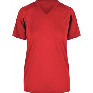 James & Nicholson Dámské běžecké kontrastní tričko James and Nicholson Barva: Červená - černá, Velikost: L JN316
