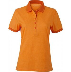 James & Nicholson Dámská slim-fit polokošile s kontrastními lemy Barva: oranžová melír - tmavá oranžová, Velikost: XL JN705