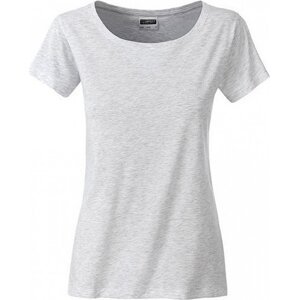 James & Nicholson Základní dámské tričko ze 100 % organické bavlny James and Nicholson Barva: šedá popelavá melír, Velikost: L JN8007