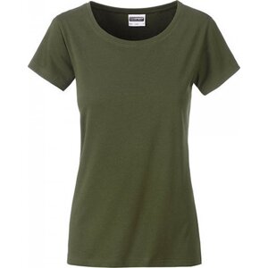 James & Nicholson Základní dámské tričko ze 100 % organické bavlny James and Nicholson Barva: zelená olivová, Velikost: L JN8007