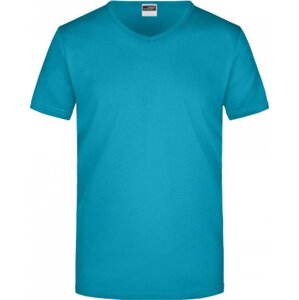 James & Nicholson Pánské slim-fit tričko do véčka 160g/m Barva: modrá azurová, Velikost: L JN912