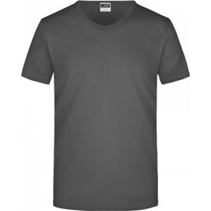 James & Nicholson Pánské slim-fit tričko do véčka 160g/m Barva: Šedá grafitová, Velikost: XL JN912