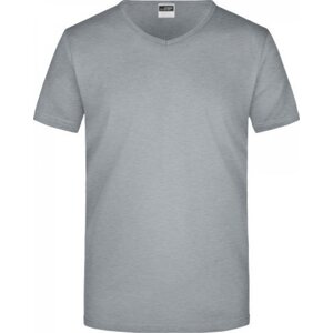 James & Nicholson Pánské slim-fit tričko do véčka 160g/m Barva: šedá  melír, Velikost: M JN912