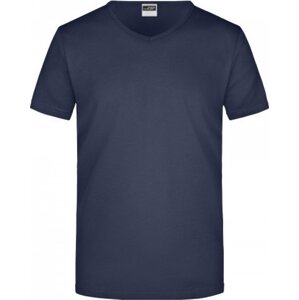 James & Nicholson Pánské slim-fit tričko do véčka 160g/m Barva: modrá námořní, Velikost: L JN912