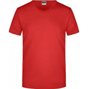 James & Nicholson Pánské slim-fit tričko do véčka 160g/m Barva: Červená, Velikost: L JN912