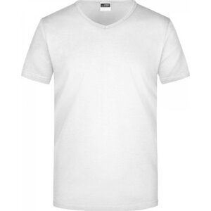 James & Nicholson Pánské slim-fit tričko do véčka 160g/m Barva: Bílá, Velikost: L JN912