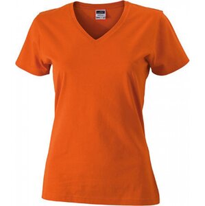 James & Nicholson Dámské bavlněné slim-fit tričko do véčka Barva: oranžová tmavá, Velikost: L JN972