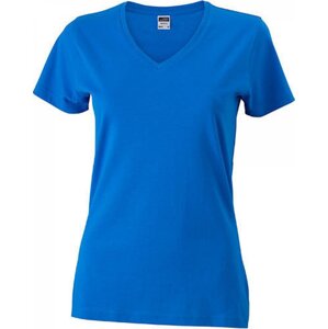 James & Nicholson Dámské bavlněné slim-fit tričko do véčka Barva: modrá královská, Velikost: L JN972
