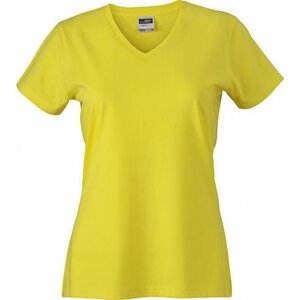 James & Nicholson Dámské bavlněné slim-fit tričko do véčka Barva: Žlutá, Velikost: L JN972