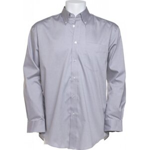 Kustom Kit Pánská korporátní oxford košile s kapsičkou a dlouhým rukávem 85% bavlna Barva: stříbrná šedá, Velikost: S/M = 38cm obvod límce K105