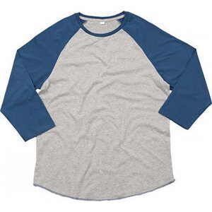 Mantis Pánské baseballové tričko Superstar s kontrastními 3/4 rukávy Barva: šedý melír - modrá námořní, Velikost: M P88